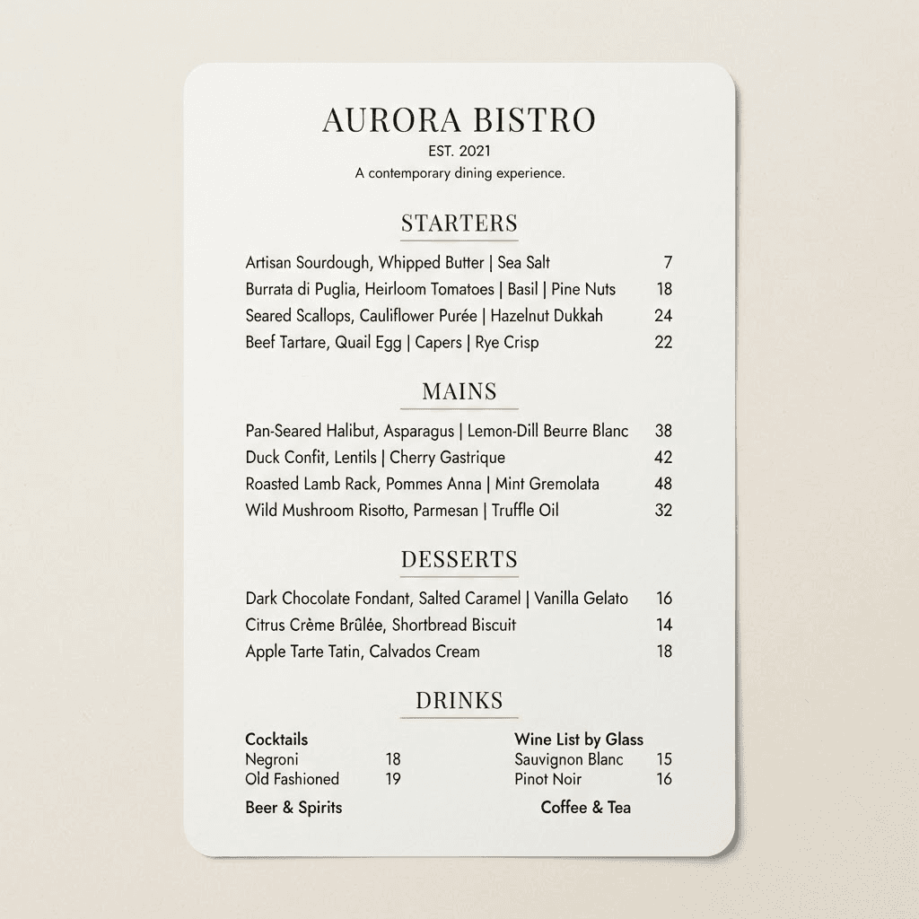 Trattoria Menu template preview